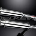 Delkevic 14" Stainless Round Slip On Mufflers - Yamaha FJR1300 2001-2005 Exhaust