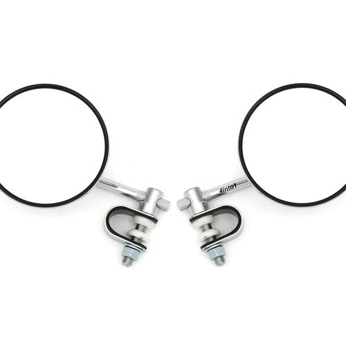 Set of 2 Universal Chrome 4" Clamp-On Mirrors - 4" Short Stem Motorcycle