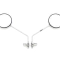 Universal Round Black & Chrome Mirror Set - Clamp On - 8mm - 7/8" Handlebars