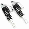 Silver & Black Remote Reservoir Rear Air Shocks Eye To Clevis 320 - 330mm Honda