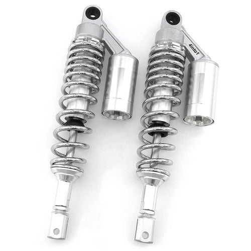 Silver & Chrome Remote Reservoir Rear Air Shocks - 350mm - 360mm 14" Honda
