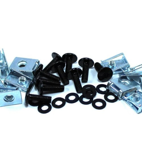 10x m5 x 16mm Black Anodised Aluminium Motorcycle Fairing Bolts & Steel Clips