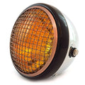 7" Side Mount Motorcycle H4 Halogen Headlight - Chrome Black Bronze Grill Amber