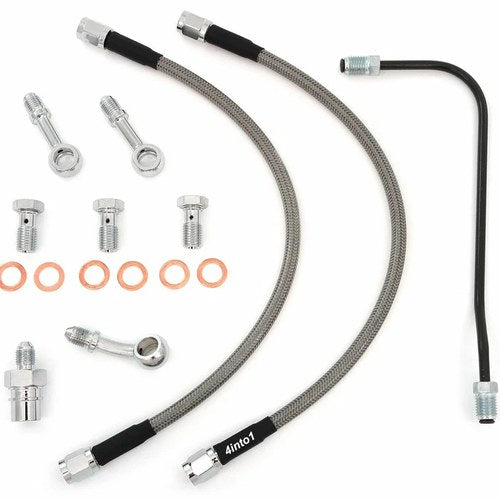 Stainless Steel Brake Line Kit w/Brake Pipe - Clear - Honda CB350 CB360 CB400F