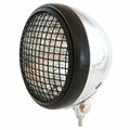 7" Bottom Mount Motorcycle H4 Halogen Headlight w/ Grill - Chrome Gloss Black