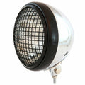 7" Bottom Mount Motorcycle H4 Halogen Headlight w/ Grill - Chrome Black - Clear