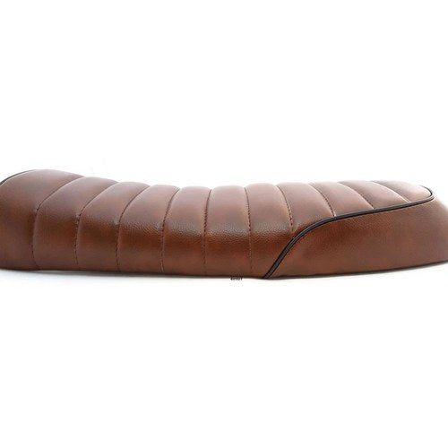 Tracker Brat Style Seat Marble Mahogany / Black Piping Retro Motorcycle Saddle