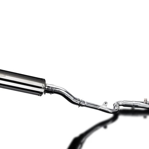 Delkevic Full 2-1 Exhaust 14" Stainless Round Muffler Kawasaki Ninja 300 - 13-17