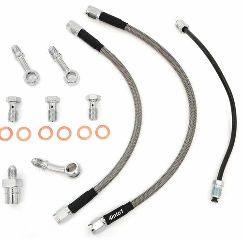Short Stainless Steel Brake Line Kit Clubman Drag Bars CB450K 70-71 CB750K 69-72