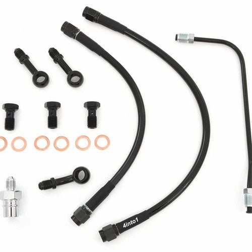 Short Black Stainless Steel Brake Line Kit Clubman Drag Bars CB450K/500/550/750