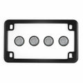 Matte Black License Plate Frame w/ 4 Clear Reflector Bolts Set