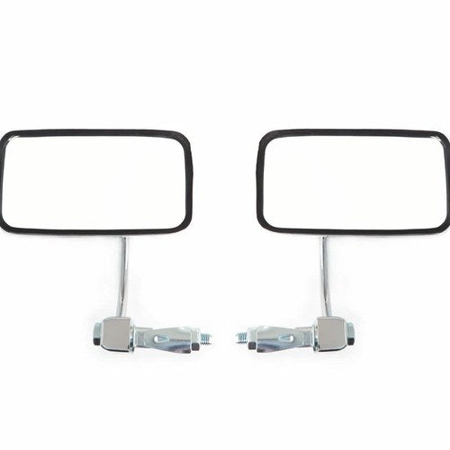 Chrome Classic Cafe Bar End Motorcycle Mirror Set - Rectangular 3 1/4" x 5 3/4"