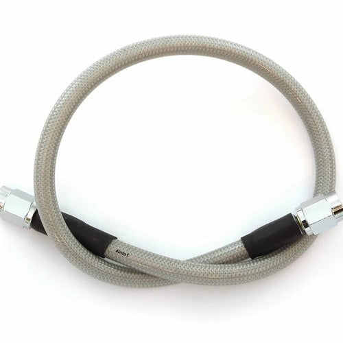 AN3 Clear Stainless Steel Braided Brake Line - Chrome Plated Ends - 20"