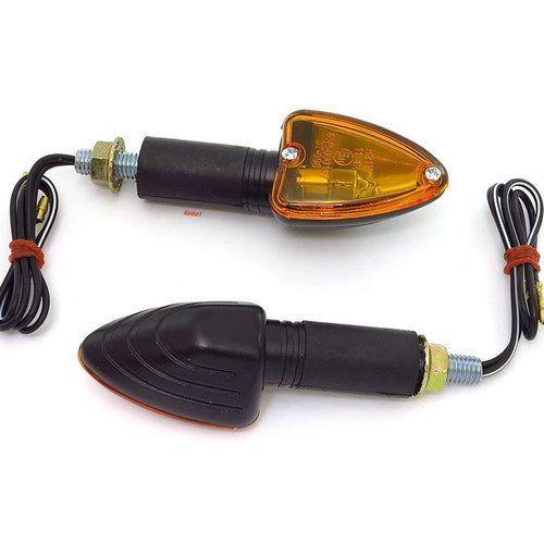 Mini Black Triangle Turn Signals - Amber Lens - Single Filament - 60-1422