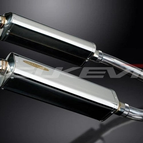 Delkevic 17" Stainless Tri-Oval Mufflers - Suzuki DL1000 V-Strom 2002-2012