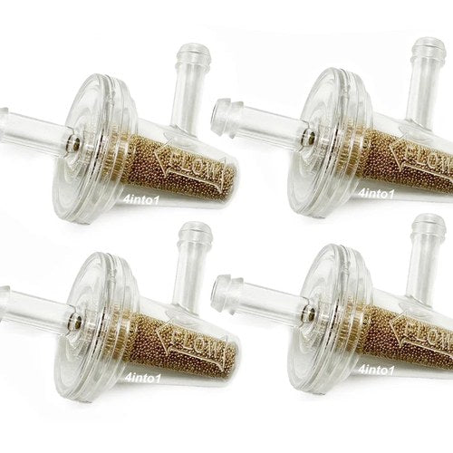 Set of 4 - Clear 90 Degree Fuel Filters - Fits Motorcycle Fuel Line with 1/4" ID