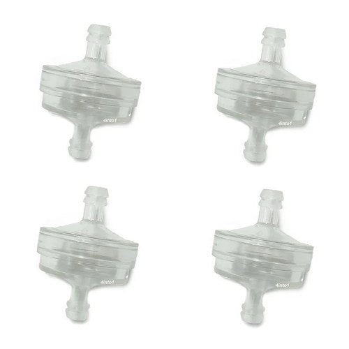 4 Pc Clear Disc In-Line Gas Fuel Filter 3/16" 5mm - 1/4" 6mm Motorcycle Scooter