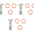 3 Pack Aluminum Double Banjo Bolts With Crush Washers - Chrome
