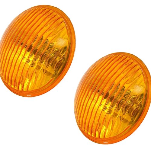 2 Pack 5.75" Halogen Headlight H4 Bulb 12V 60/55W Amber Round Glass 5 3/4 Inch