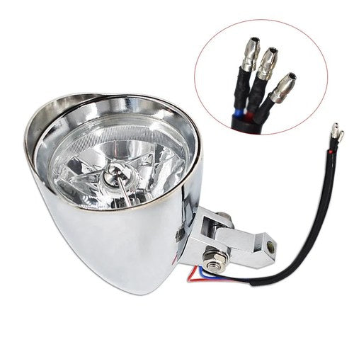 Motorcycle Chrome Visor Headlight For Bobber Chopper Dyna 12V