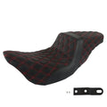 Step Up Seat Red Lattice Stitch Carbon Fiber Gripper For 2008-2020 Touring