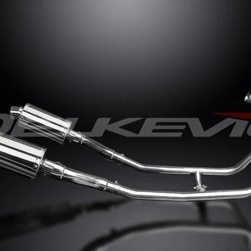 Delkevic Full 2-2 Stainless Exhaust 9" Muffler - Kawasaki Ninja 500R 1987-2009