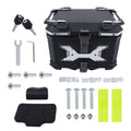 Motorcycle Aluminum 45L Top Case Tail Box with Backrest and Mounting Plate Black