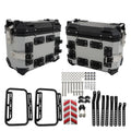 36L Motorcycle Silver Hard Side Saddlebag Box Trunk Tour W/Support Racks New