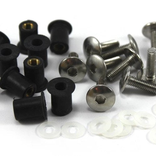 Motorcycle Belly Pan Fairing 10 Piece Wellnut & Bolt Kit Stainless Steel m5 Size