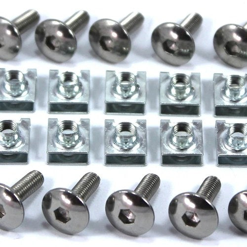 10x Small m5 5mm Motorcycle Fairing Spring Speed Clips & Stainless Steel Bolts