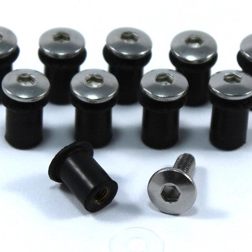 Kawasaki Ninja ZX-6R ZX-10R ZX-7R Motorcycle Screen Fairing Bolts Well Nuts x 10
