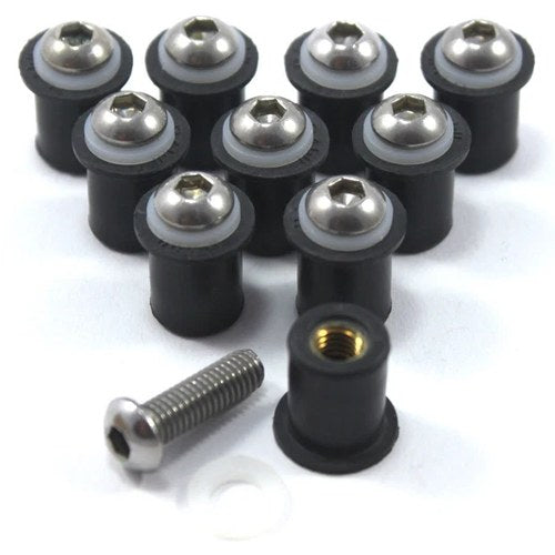 10x Ducati Well Nuts m6 6mm Motorbike Fairing Rub Nut 13mm OD + Stainless Bolts