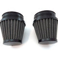 Set of 2 Black Motorcycle Air Filter Pod 50mm Honda Kawasaki Yamaha Suzuki