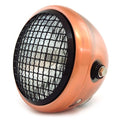 6.5" Side Mount H4 Halogen Motorcycle Headlight w/ Grill - Bronze Gloss Black