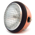 6.5" Side Mount H4 Halogen Motorcycle Headlight w/ Grill - Bronze Black Chrome