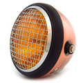 6.5" Side Mount H4 Halogen Motorcycle Headlight w/ Grill - Bronze Black Chrome