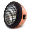 6.5" Side Mount H4 Halogen Motorcycle Headlight w/ Grill - Bronze Matte Black