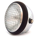 6.5" Side Mount H4 Halogen Motorcycle Headlight w/ Grill - Chrome Matte Black