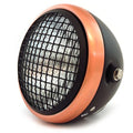 6.5" Side Mount H4 Halogen Motorcycle Headlight w/ Grill - Matte Black Bronze