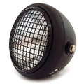 6.5" Side Mount H4 Halogen Motorcycle Headlight w/ Grill Matte Black Gloss Black