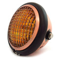 5.75" Halogen Motorcycle Headlight w/ Grill - Bronze - Matte Black - Amber