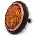 5.75" Halogen Motorcycle Headlight w/ Grill - Chrome Matte Black Bronze - Amber