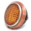5.75" Halogen Motorcycle Headlight w/ Grill - Matte Black Bronze Chrome Amber