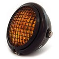 5.75" Halogen Motorcycle Headlight w/ Grill - Matte Black Gloss Black - Amber