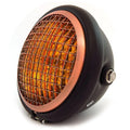 5.75" Halogen Motorcycle Headlight w/ Grill - Matte/Matte Black - Bronze - Amber