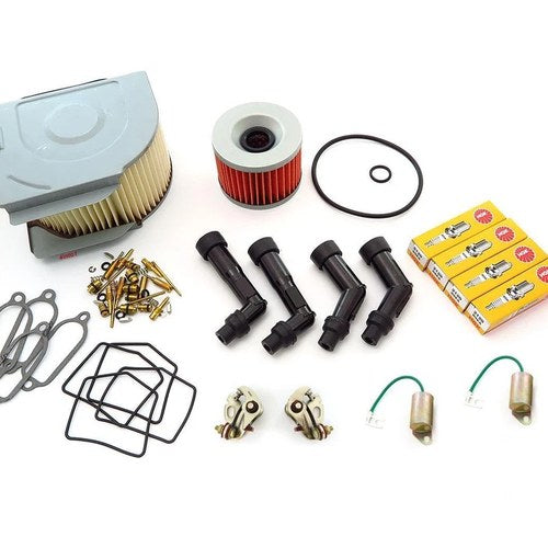 Deluxe Tune Up Kit - Plugs Caps Oil Air Filter Carb Kits Points - Honda CB350F