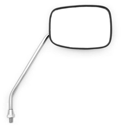 Rectangular Moped Scooter Long Stem Screw In Mirror - 8mm - Chrome & Black