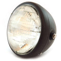 7" Custom Side Mount Motorcycle Headlight H4 Halogen - Matte Black - Clear Lens