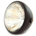 7" Custom Side Mount Motorcycle Headlight - Gloss/Matte Black - Clear H4 Halogen