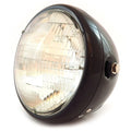 7" Custom Side Mount Motorcycle Headlight H4 Halogen - Gloss Black - Clear Lens